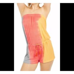 Soluna Swim Coverup Casual Gray, Pink, Yellow Strapless Romper Size Medium